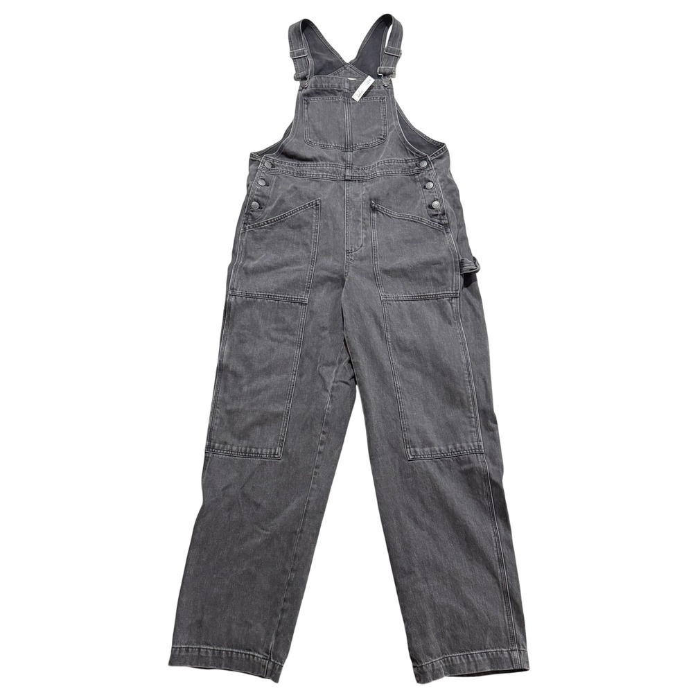 Madewell Denim Oversized Carpenter Overalls Women L Black Wash Utility NEW $178